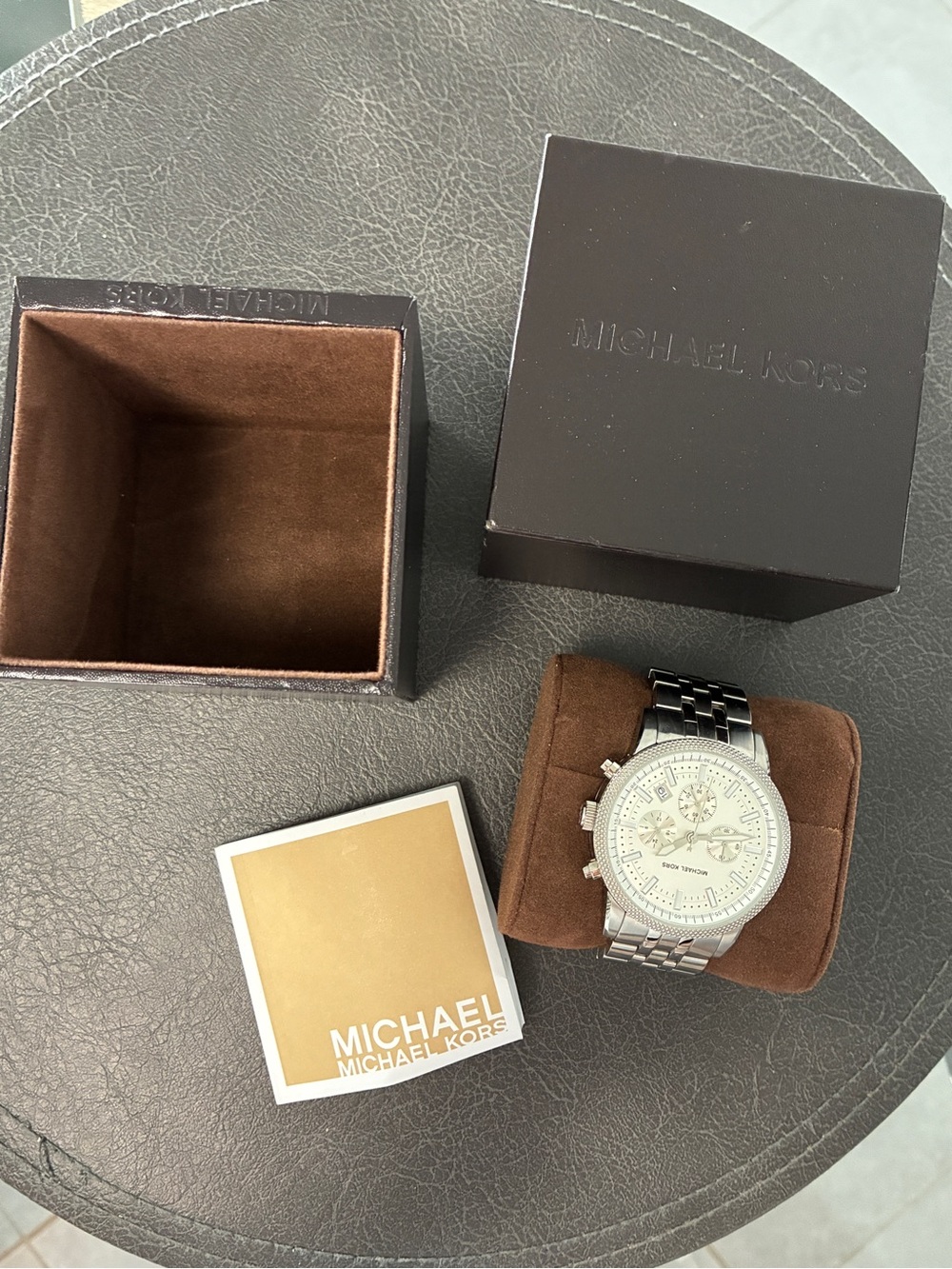Michael Kors Men's Silver Stainless Steel Chronograph Watch with Silver Dial
